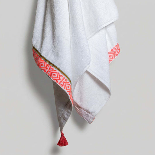 White Fabric Cotton White Beach Towel 80x160cm