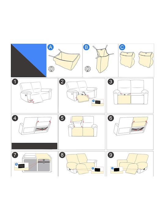 Elastic Cover Two Seater Sofa Sand