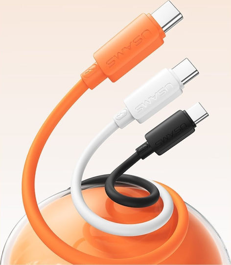 Usams Cablu USB 2.0 USB-C Mascul - USB-C 60W Alb 1m SJ787USB02