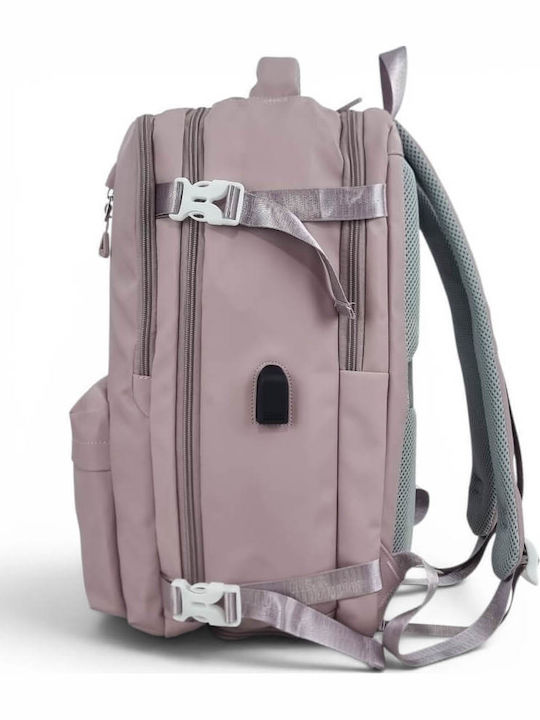 Playful Bags PS2429 Waterproof Laptop Backpack 15.6" with USB Port in Pink Colour