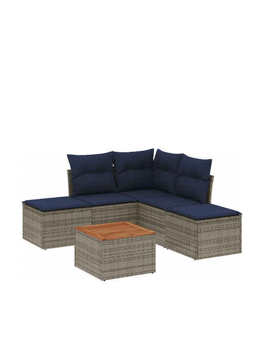 vidaXL Garden & Outdoor Furniture Sets Living Room Set 6 Pieces Gray with Pillows