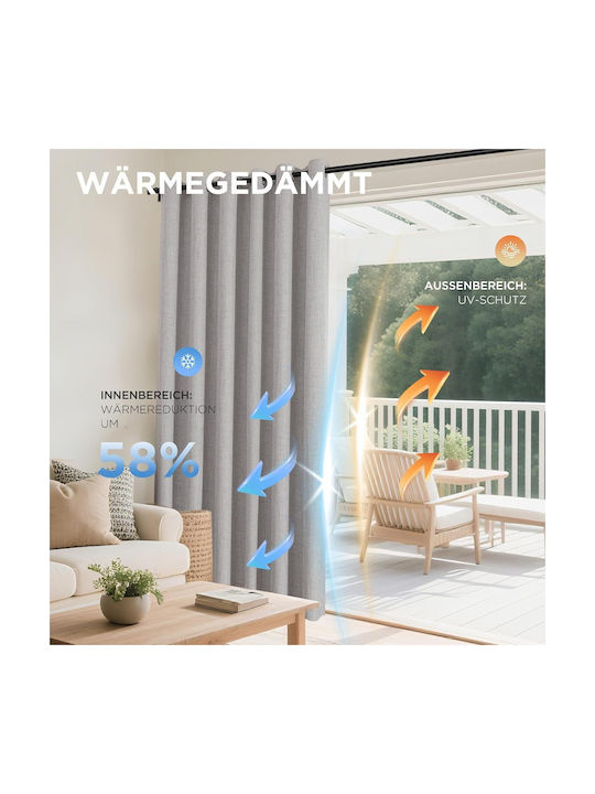 Joydeco Set of Blackout Curtains with Gray Grommets 132x210cm