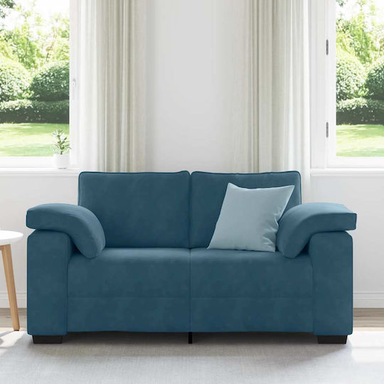 Zweisitzer Samt Sofa Blau 160x77x82cm