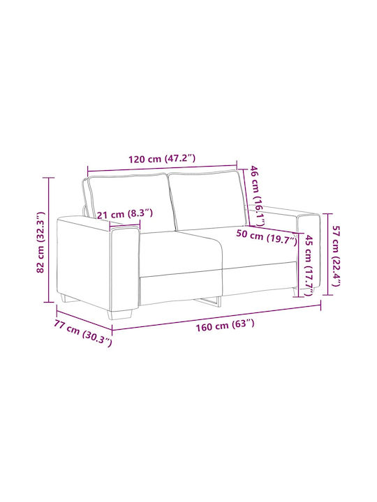 Two-Seater Couch Light Yellow 160x77x82 cm