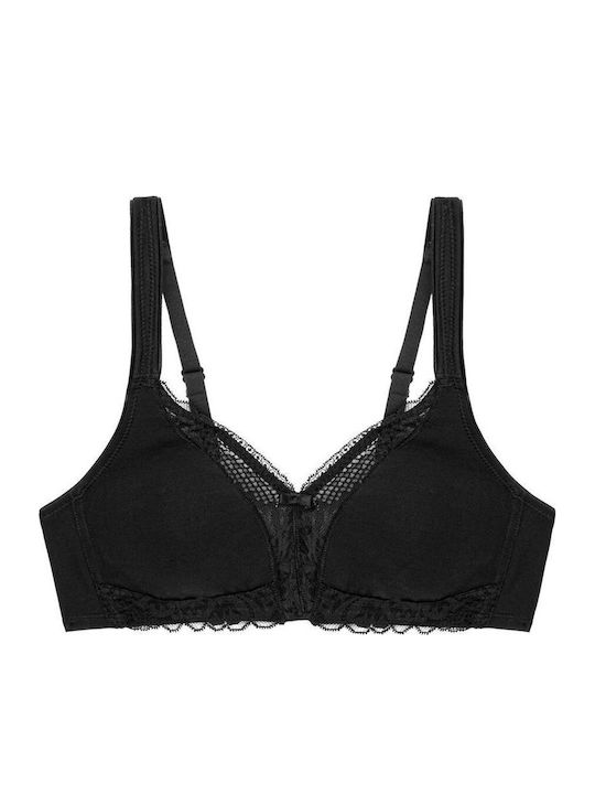 Modern Lace+ Cotton N Μαύρο Σουτιέν χωρίς Ενίσχυση & χωρίς Μπανέλες