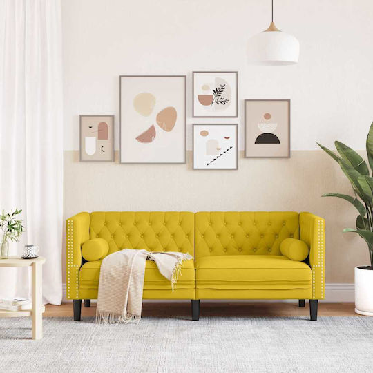 Διθέσιος Καναπές Βελούδινος Κίτρινο 174x74.5x70.5εκ.