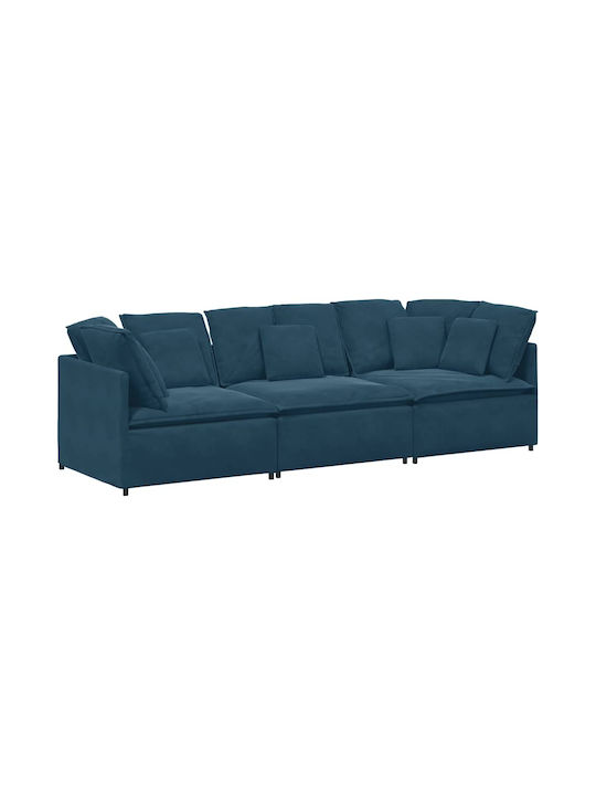 Vier Sitzer Samt Blau 300x100x64cm