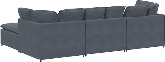 Corner Couch with Right Corner Velvet Dark Gray 300x200x64cm