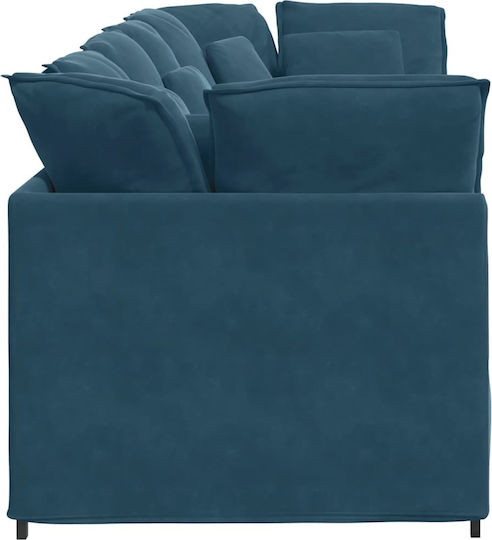 Four Seater Velvet Blue Couch 300x100x64 cm