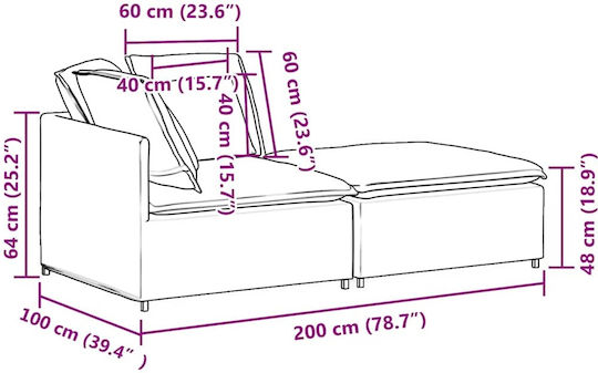 Doppelsitzer Samt Sofa Dunkelgrau 200x100x64cm