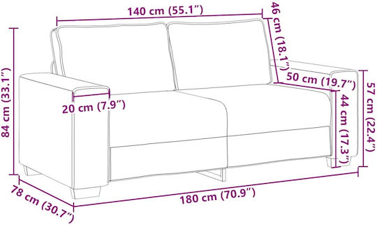 Διθέσιος Καναπές Βελούδινος Κίτρινος 180x78x84εκ.