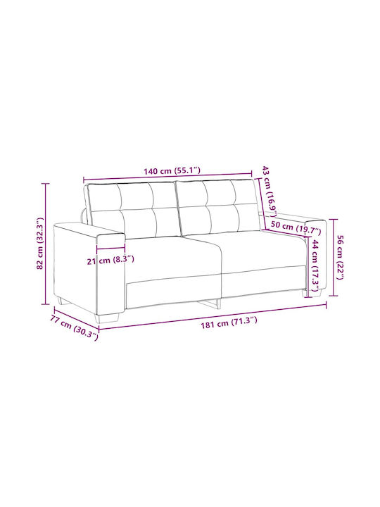 Doppelsitzer Sofa Rot 180x77x82cm