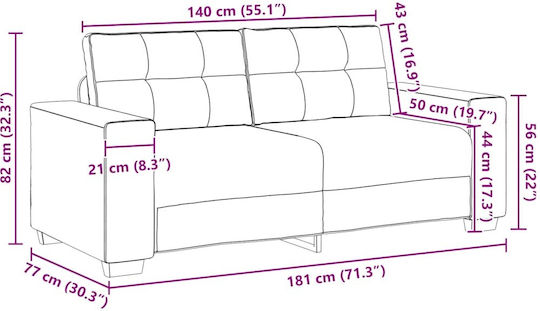 Doppelsitzer Sofa Rot 180x77x82cm