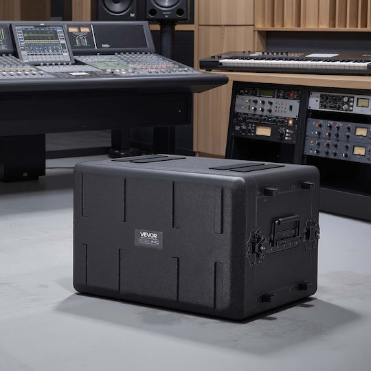 Vevor 6u Shelf Case Depth 260 Mm Flight Case Rackmount Shallow Shelf Microphone Cases Polyethylene Construction Recesses Rotating Locks Easy Installation Audio Amplifier Mixer Dj