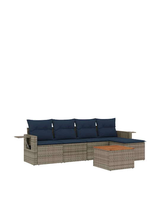 Set Cameră De Zi Pentru Exterior 6 Piese Gri Cu Perne