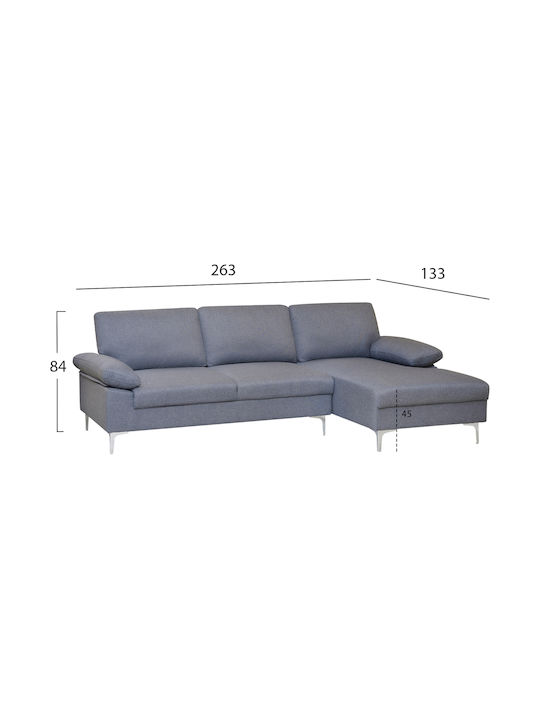 Anton Γωνιακός Καναπές με Δεξιά Γωνία Γκρι 263x133x85εκ.