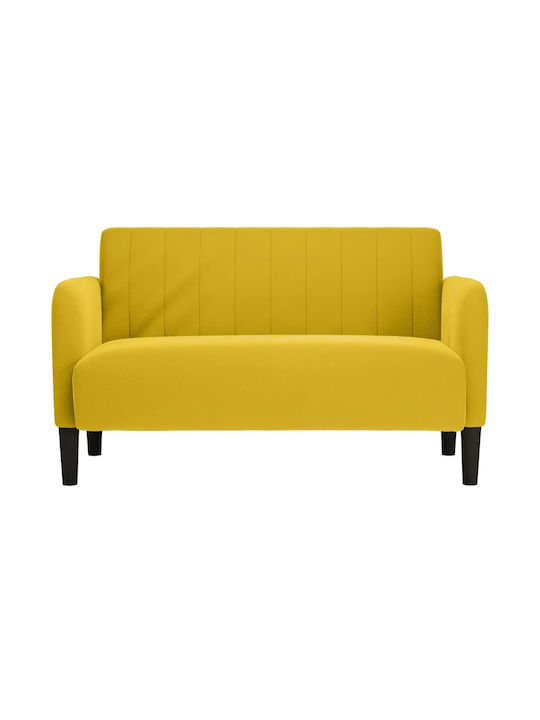 Two-Seater Velvet Yellow Couch 124x68x74 cm