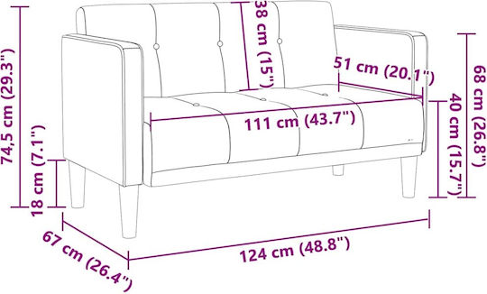 Doppelsitzer Sofa Grau 124x67x74,5cm