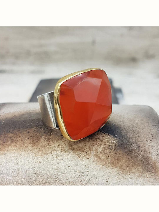 Ios Women's Ring with Stones from Gold Plated Silver