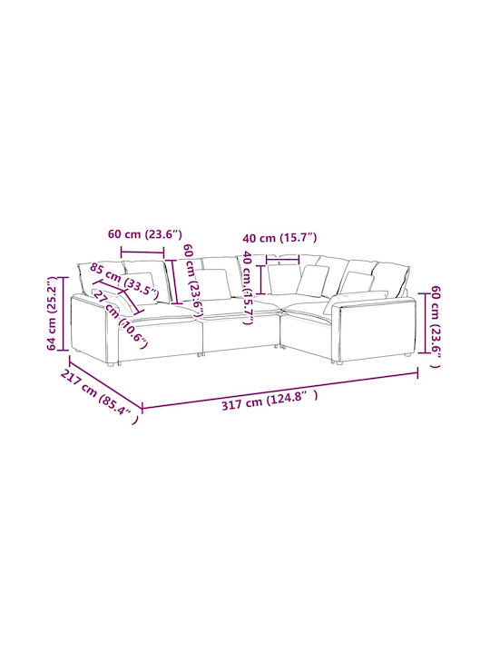 Ecksofa Schwarz 317x217x64cm