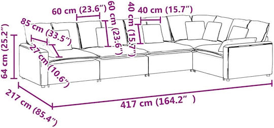 Ecksofa Samt Dunkelgrün 417x217x64cm