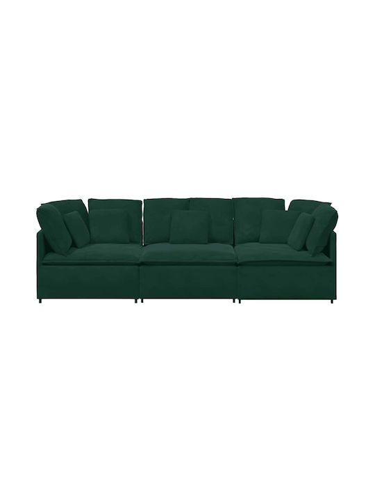 Vier Sitzer Samt Sofa Dunkelgrün 300x100x64cm