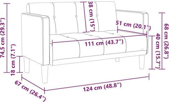 Doppelsitzer Samt Sofa Blau 124x67x74.5cm