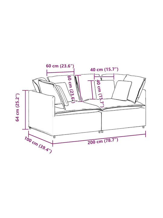 Dreisitzer Sofa Samt Dunkelgrün 200x100x64cm