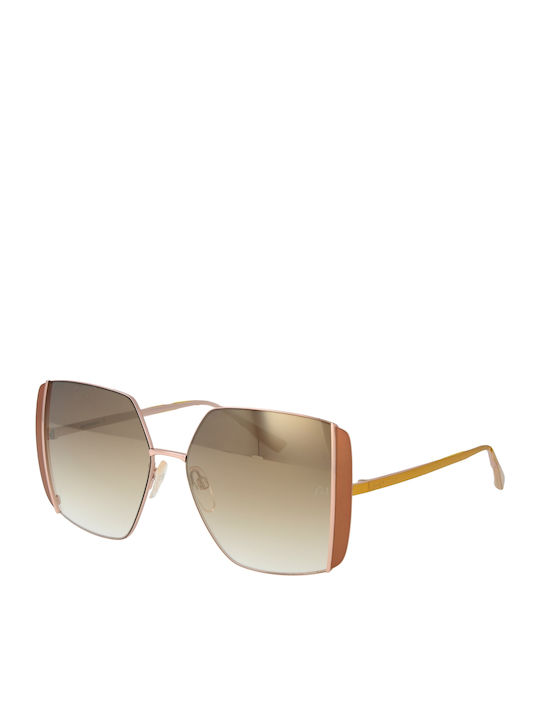 Damen Sonnenbrille mit Rose Gold Metall Gestell und Braun Verlaufsfarbe Linse