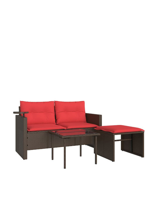 Canapea Cu Două Locuri De Exterior Din Rattan Cu Perne 55x55x38cm