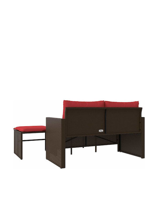 vidaXL Zweisitziges Outdoor-Sofa Rattan mit Kissen 55x55x38cm