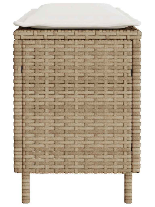 Outdoor Rattan Bench with Cushions 110x30x40.5cm