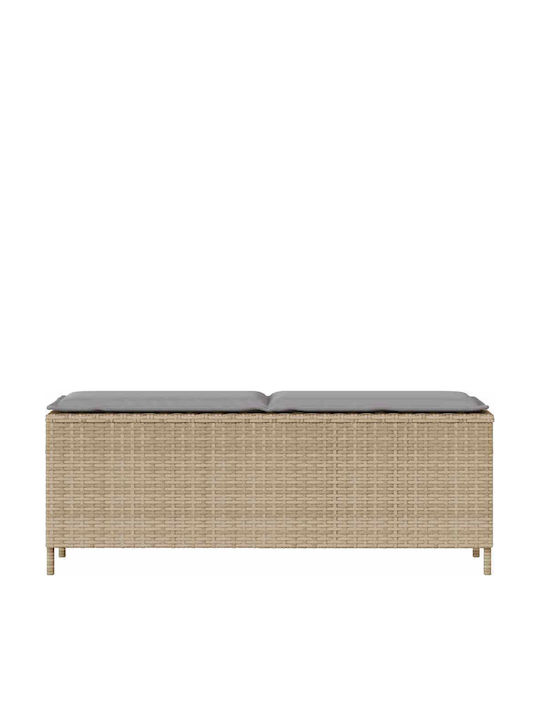 Outdoor Rattan Bench with Cushions 110x30x40.5cm