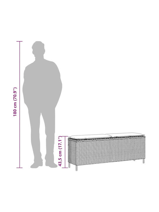 Outdoor Rattan Bench With Cushions 110x30x40.5cm