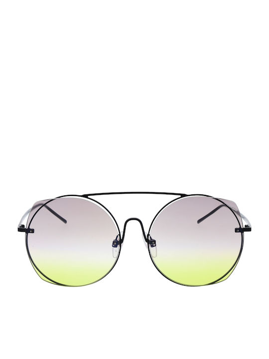 Ana Hickmann Women's Sunglasses with Black Metal Frame and Yellow Lens HI3067 09A