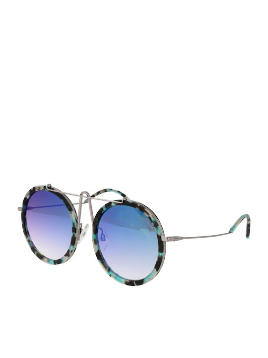 Ana Hickmann Women's Sunglasses with Brown Tartaruga Frame and Blue Gradient Lens HI3069 G22