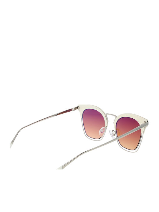 Ana Hickmann Women's Sunglasses with White Metal Frame and Brown Lens HI3037 D01