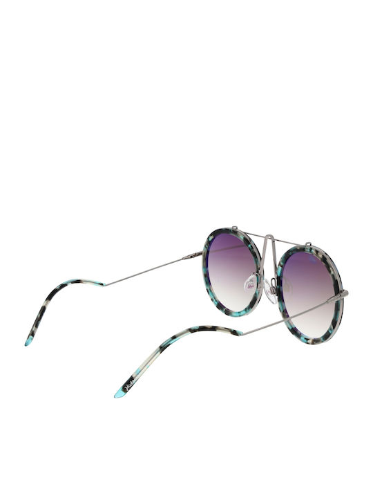 Ana Hickmann Women's Sunglasses with Brown Tartaruga Frame and Blue Gradient Lens HI3069 G22