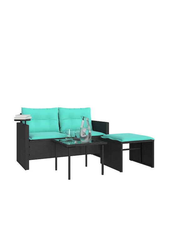 vidaXL Zweisitziges Outdoor-Sofa Rattan mit Kissen 55x55x38cm