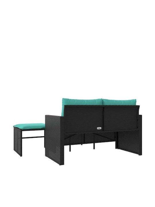 vidaXL Zweisitziges Outdoor-Sofa Rattan mit Kissen 55x55x38cm
