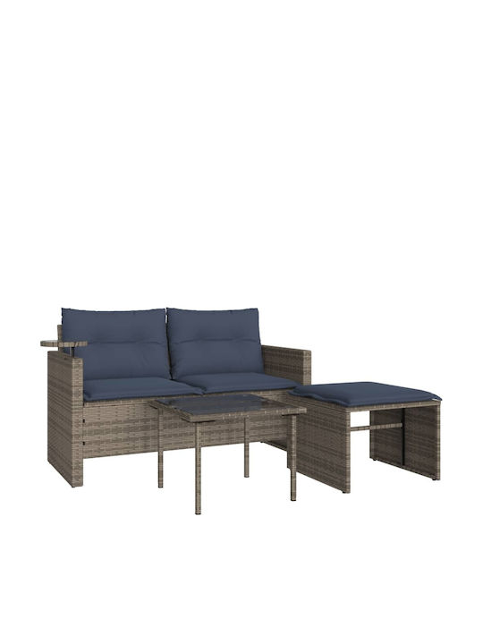 Canapea Cu Două Locuri De Exterior Din Rattan Cu Perne 55x55cm