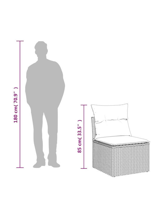 Outdoor Rattan Bench With Cushions 55x62x69cm