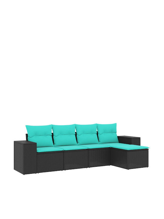Outdoor Corner Sofa Rattan with Cushions 55x62x69cm