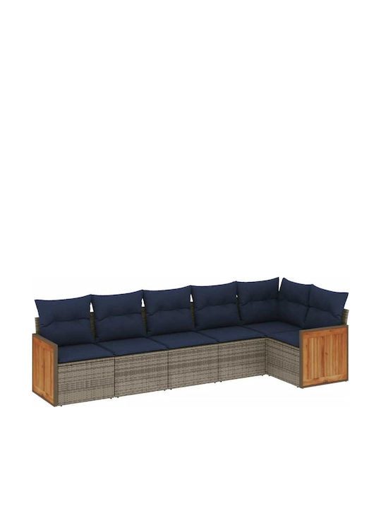 Outdoor Corner Rattan Sofa With Cushions 62x62x69cm