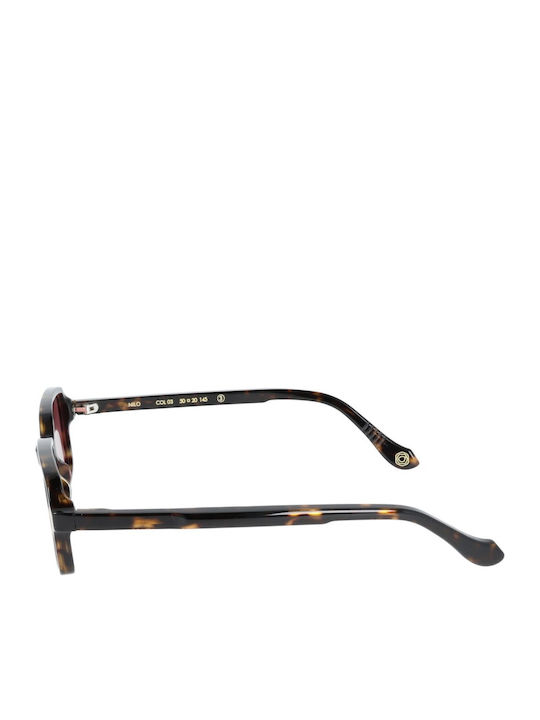 Kyme Unisex Sonnenbrillen mit Braun Tartaruga Horn umrandetem Rahmen und Braun Glas NILO 03