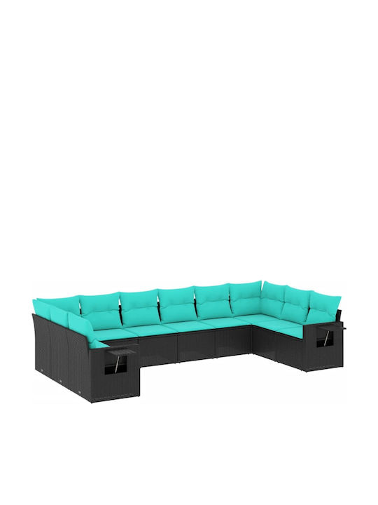 Corner Outdoor Sofa Rattan with Cushions 55x55x69cm