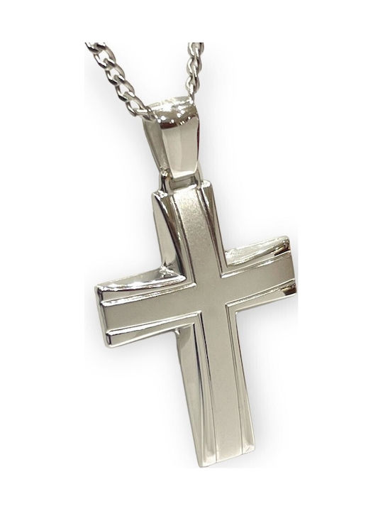 Kontopoulos White Gold Cross 9K