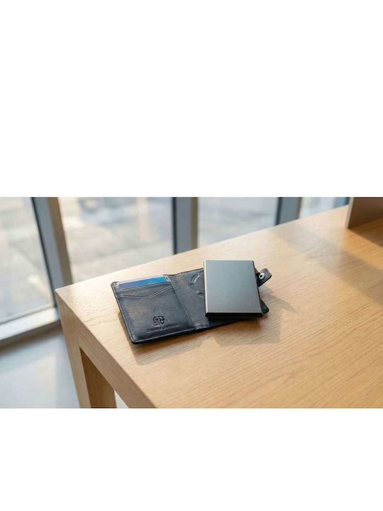 Δερμάτινο Ανδρικό Πορτοφόλι Καρτών με RFID Μπλε