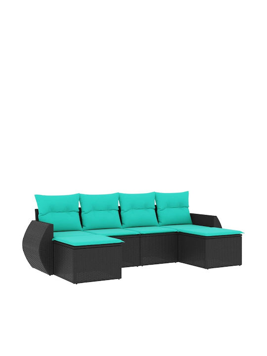Outdoor Corner Sofa Rattan with Cushions 55x62x69cm