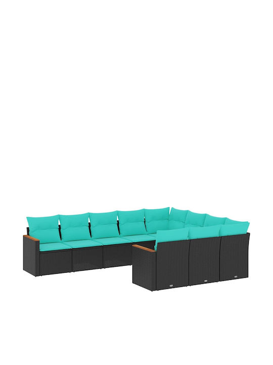 Outdoor Corner Sofa Rattan With Cushions 62x62x69cm